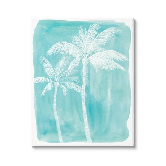 Stupell Industries White Palm Tree Beach Blue Tropic Painting,16 x 20, Design by Kamdon Kreations