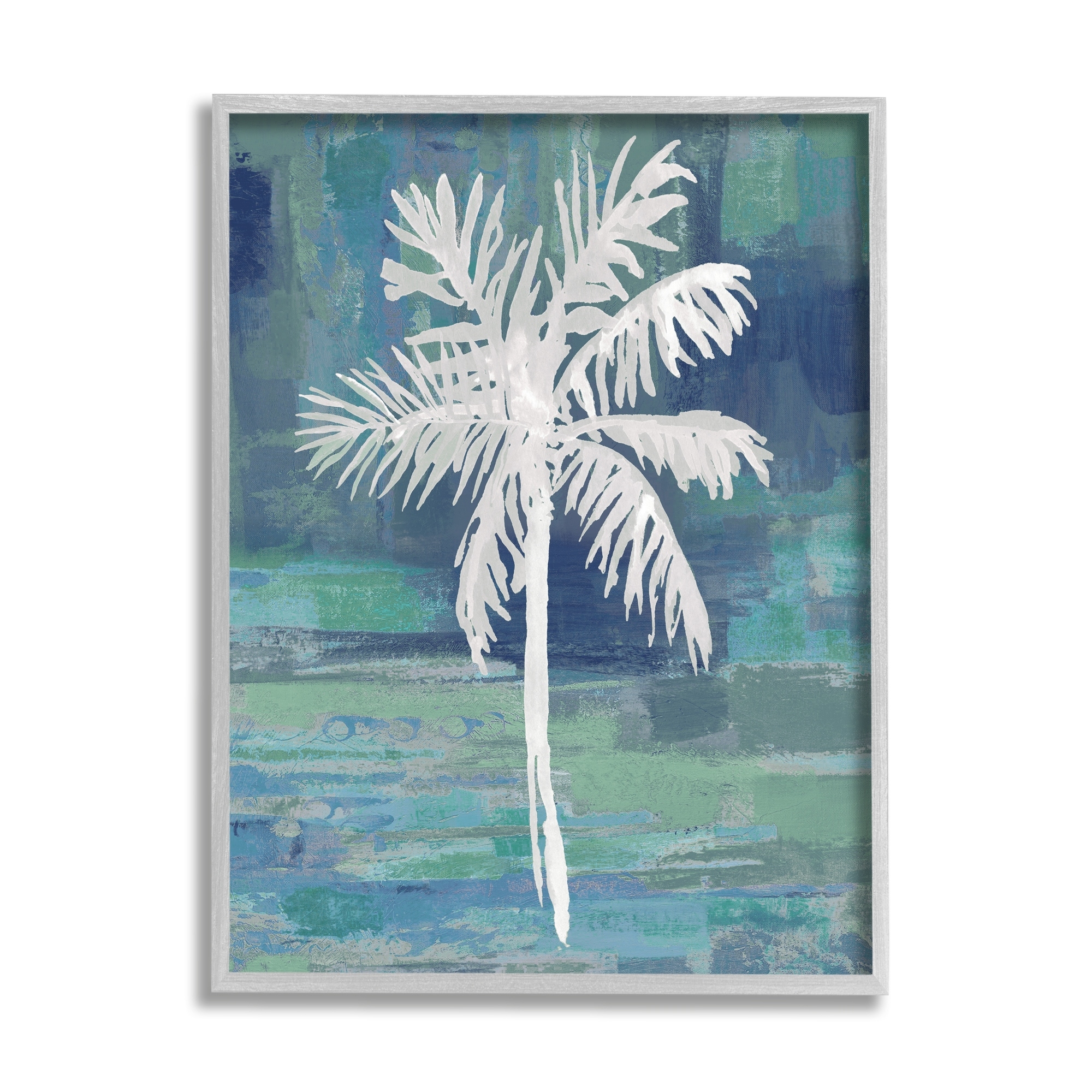 Stupell Industries White Palm Tree Leaves Abstract Green Background Framed Wall Art, 24 x 30, Design by Kristen Dew