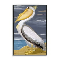 Stupell Industries White Pelican on Shore Animals & Insects Painting Black Framed Art Print Wall Art, 12 x 18