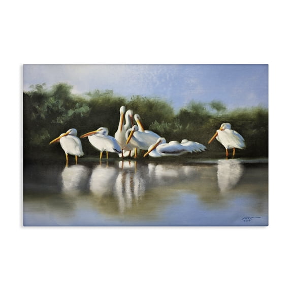 Stupell Industries Traditional White Pelicans Flock Canvas Art, 30 x 20, by D. Rust