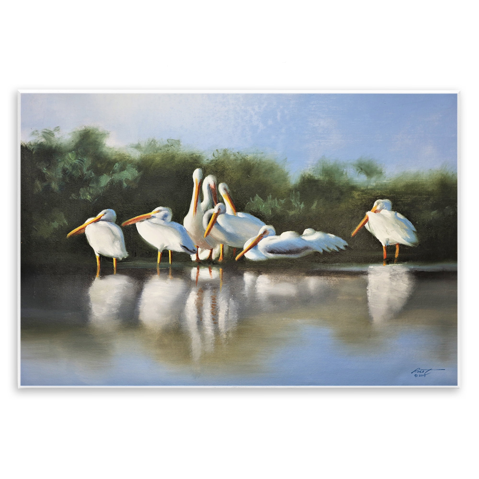 White Pelicans Flock MDF Wood Wall Art Print, 19 x 13