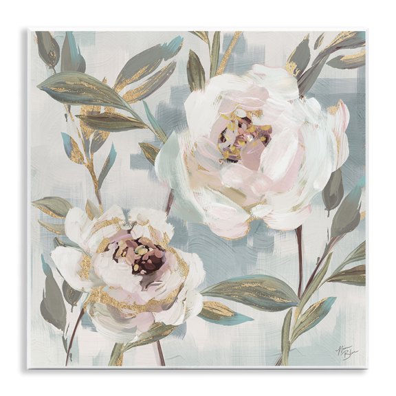 Stupell Industries White Peony Duo Plants & Flowers Painting Unframed Art Print Wall Art, 12 x 12