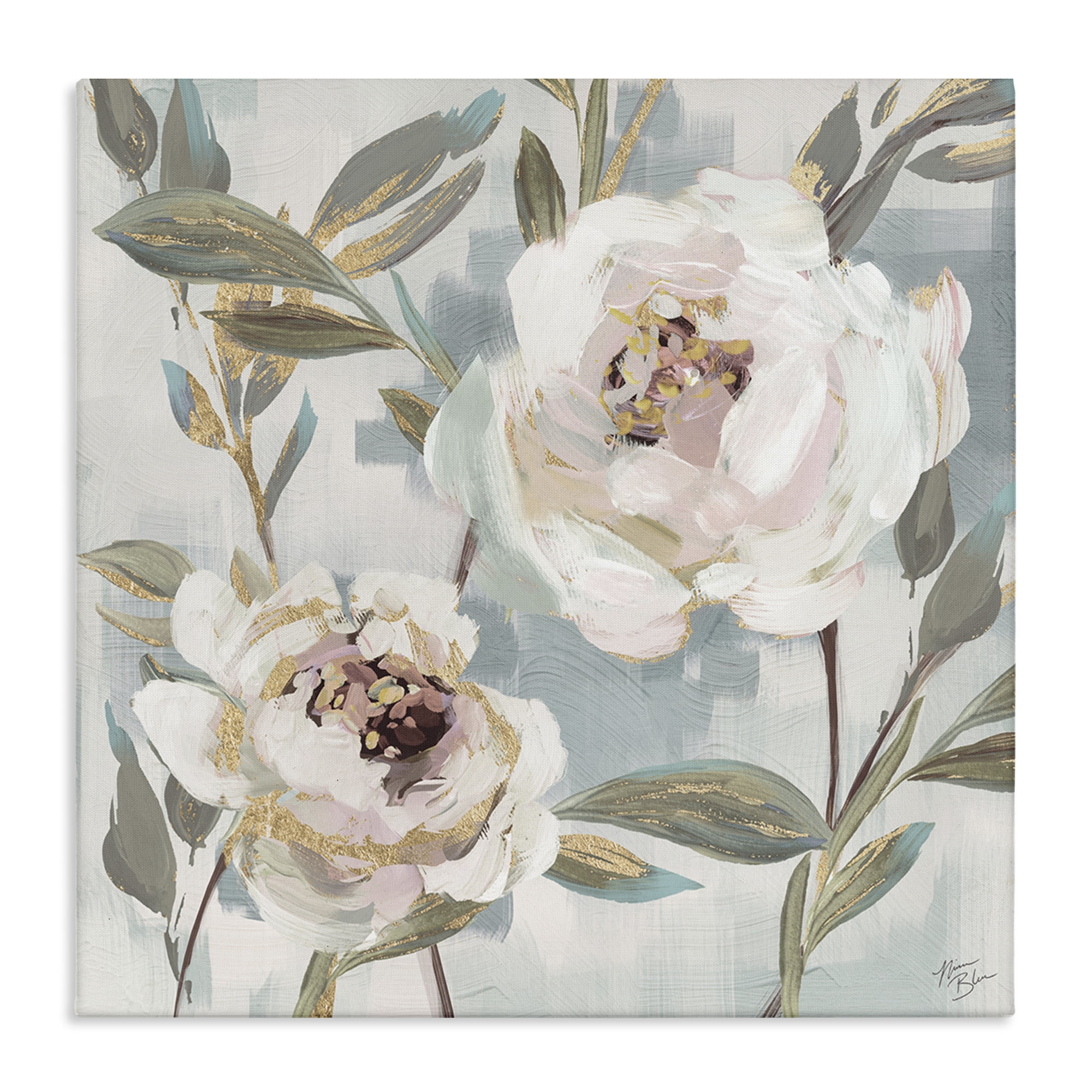 Stupell Industries White Peony Duo Plants & Flowers Painting Wrapped Canvas Art Print Wall Art, 24 x 24