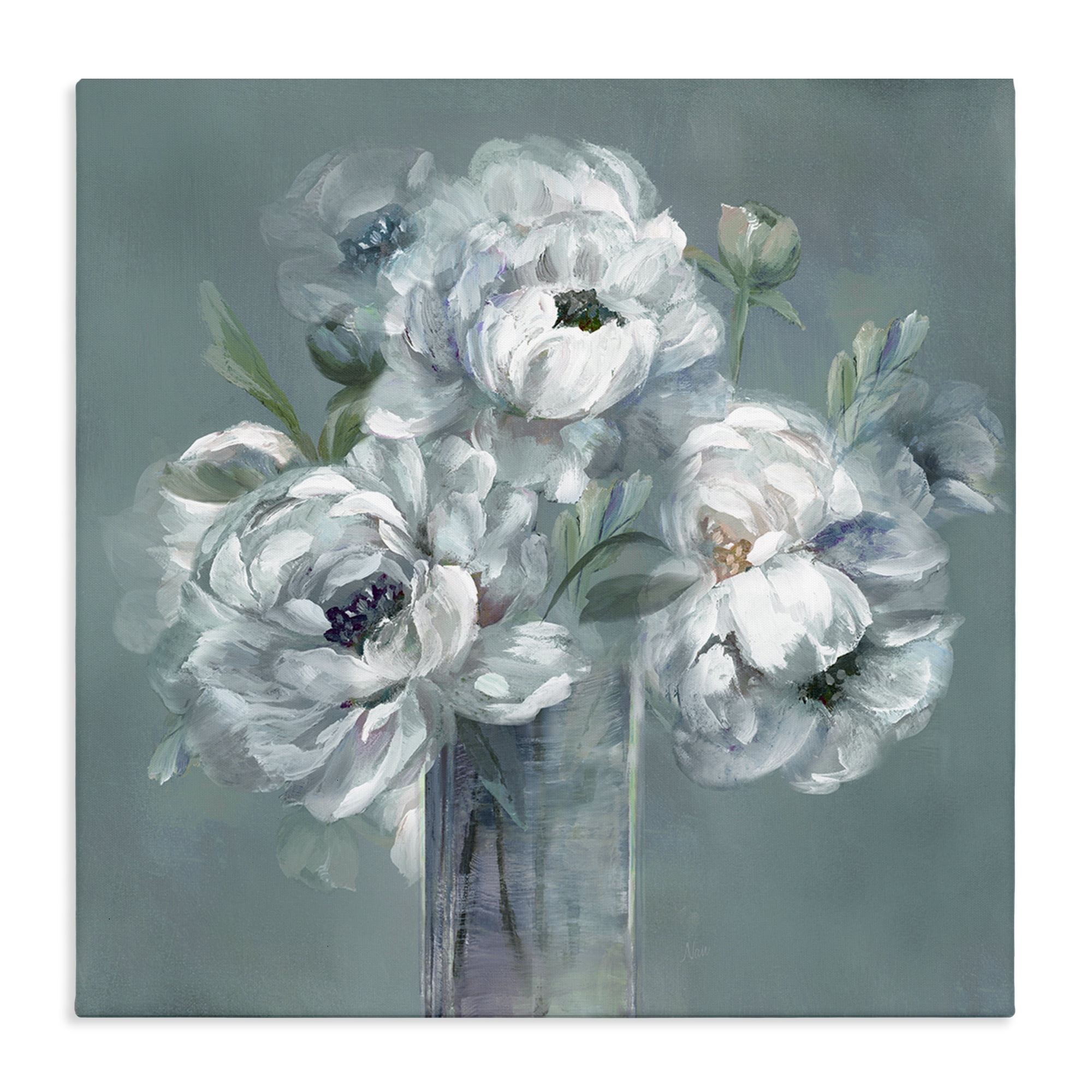 Stupell Industries White Peony Impression in Vase Canvas Wall Art, design by Nan