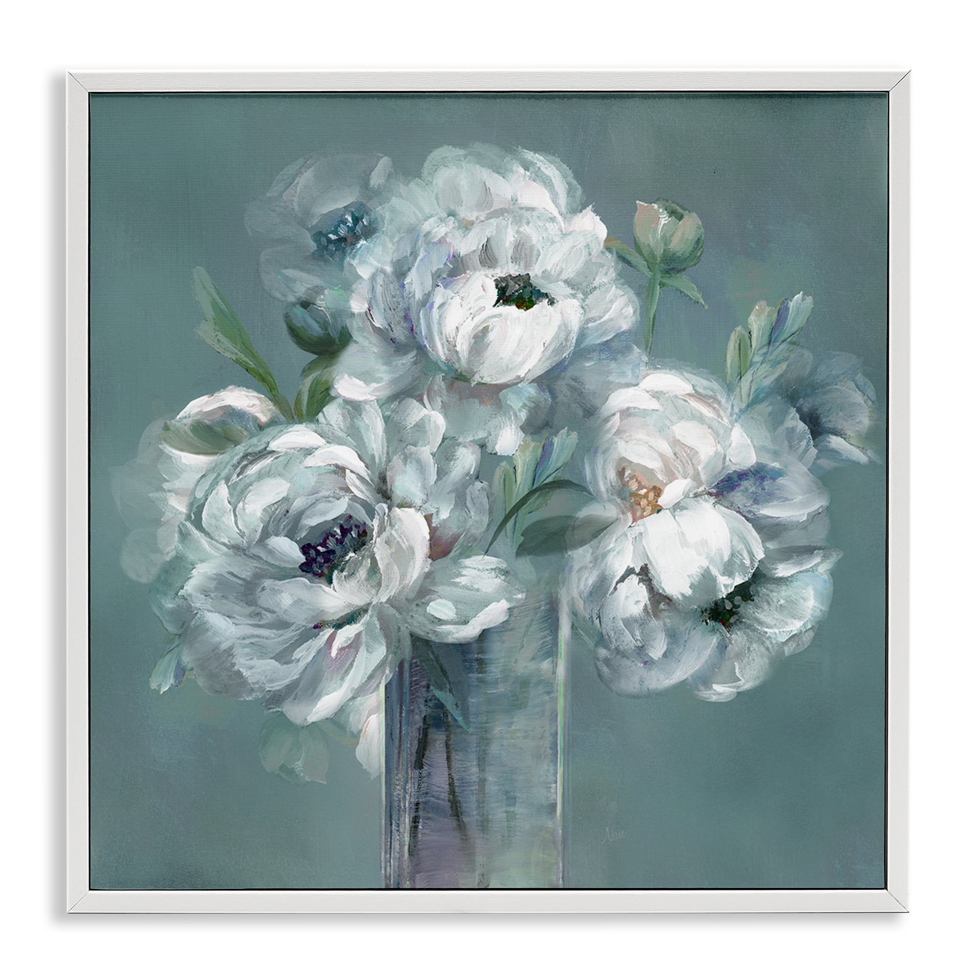 Stupell Industries White Peony Impression in Vase White Framed Giclee Art, design by Nan