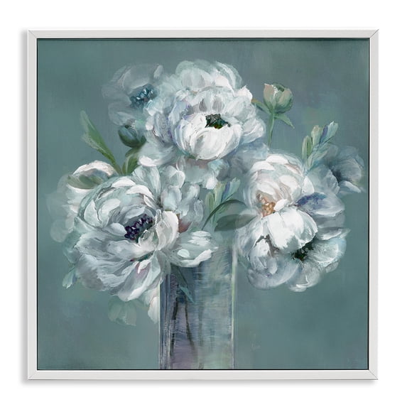 Stupell Industries Transitional White Peony Impression in Vase White Framed Giclee Art, 24 x 24, by Nan