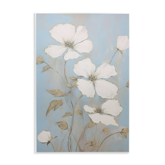 Stupell Industries White Petal Flowers Botanical & Floral Painting Unframed Art Print Wall Art, 10 x 15