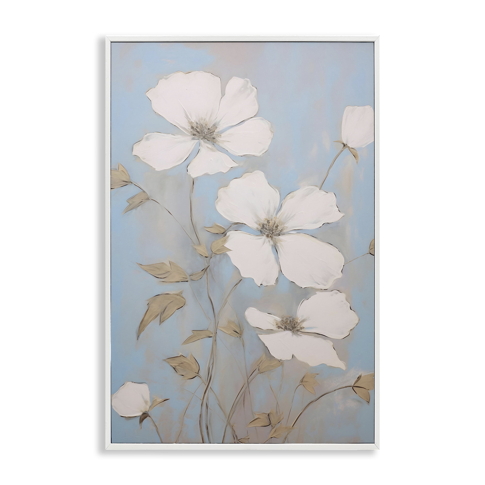 Stupell Industries White Petal Flowers Botanical & Floral Painting White Framed Art Print Wall Art, 20 x 30