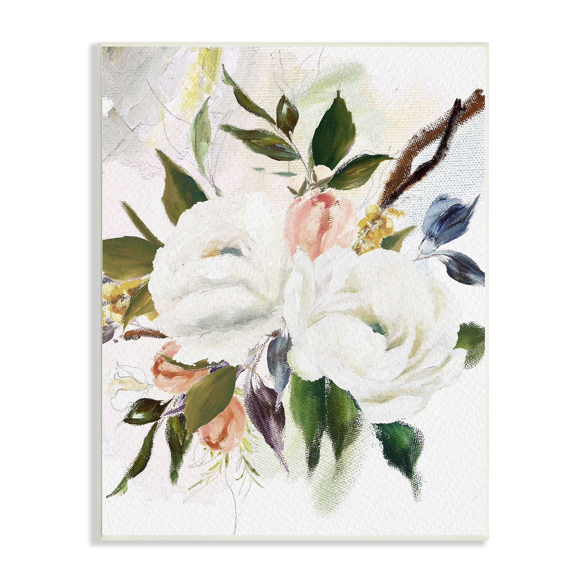 Stupell Industries White Pink Mixed Flower Buds Blooming Classic Painting Wood Wall Art, 13 x 19, Design by Amy Brinkman