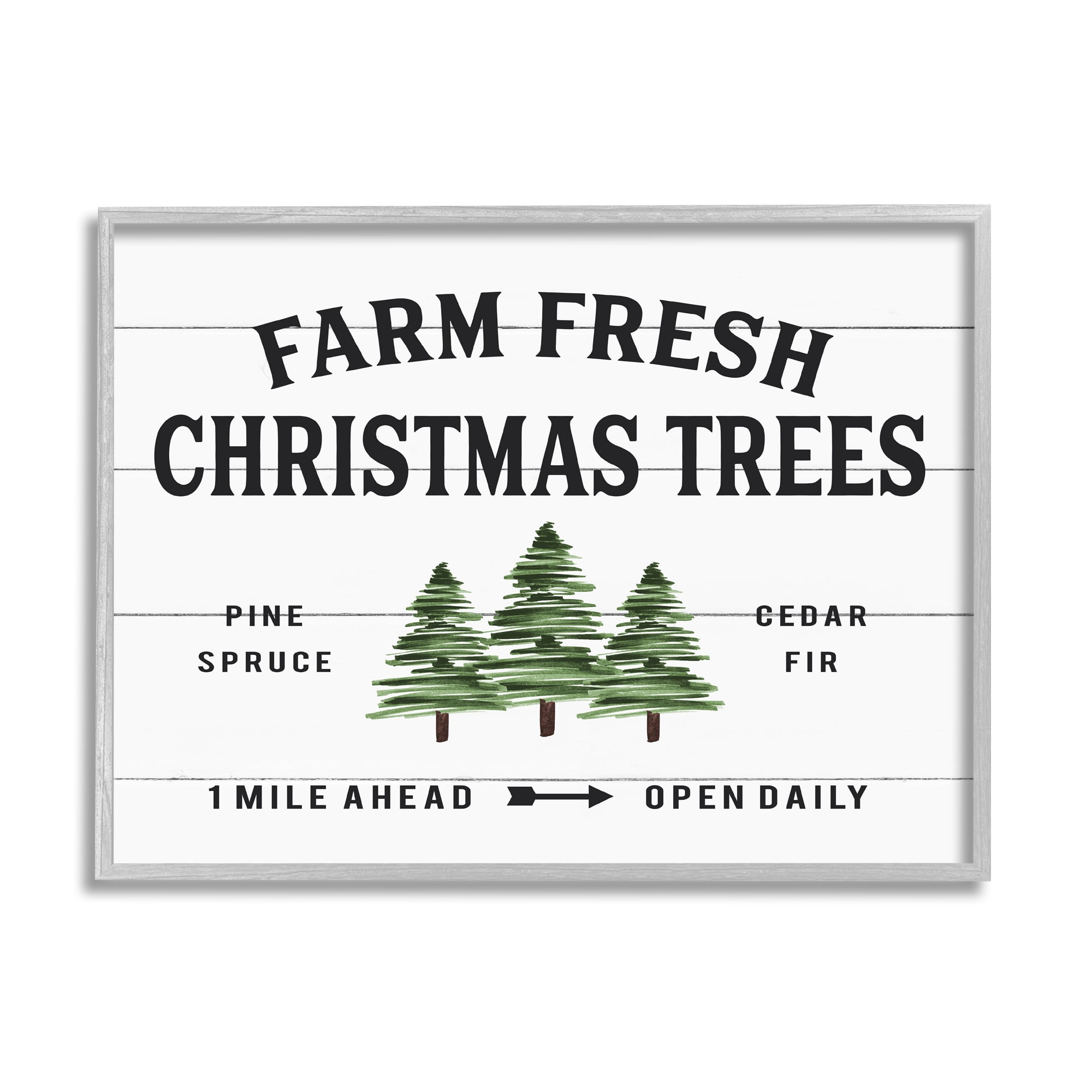 Stupell Industries White Planked Look Holiday Farm Fresh Christmas ...