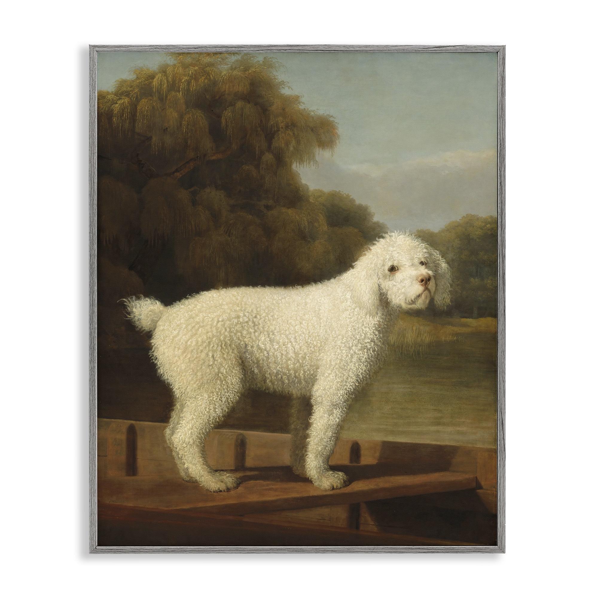 Stupell Industries White Poodle in a Punt Gray Framed Giclee Art, design by Tina LeCour