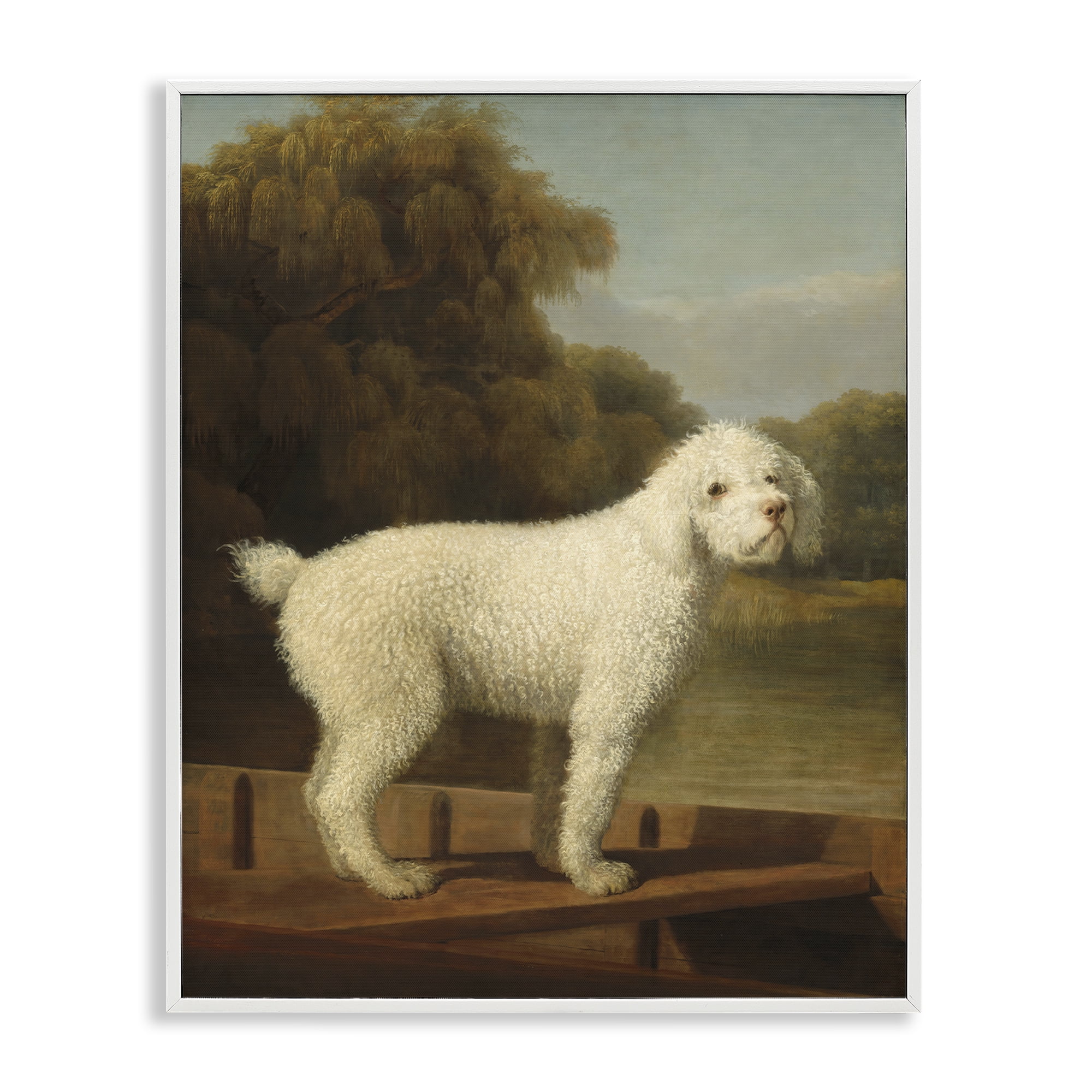 Stupell Industries White Poodle in a Punt White Framed Giclee Art, design by Tina LeCour