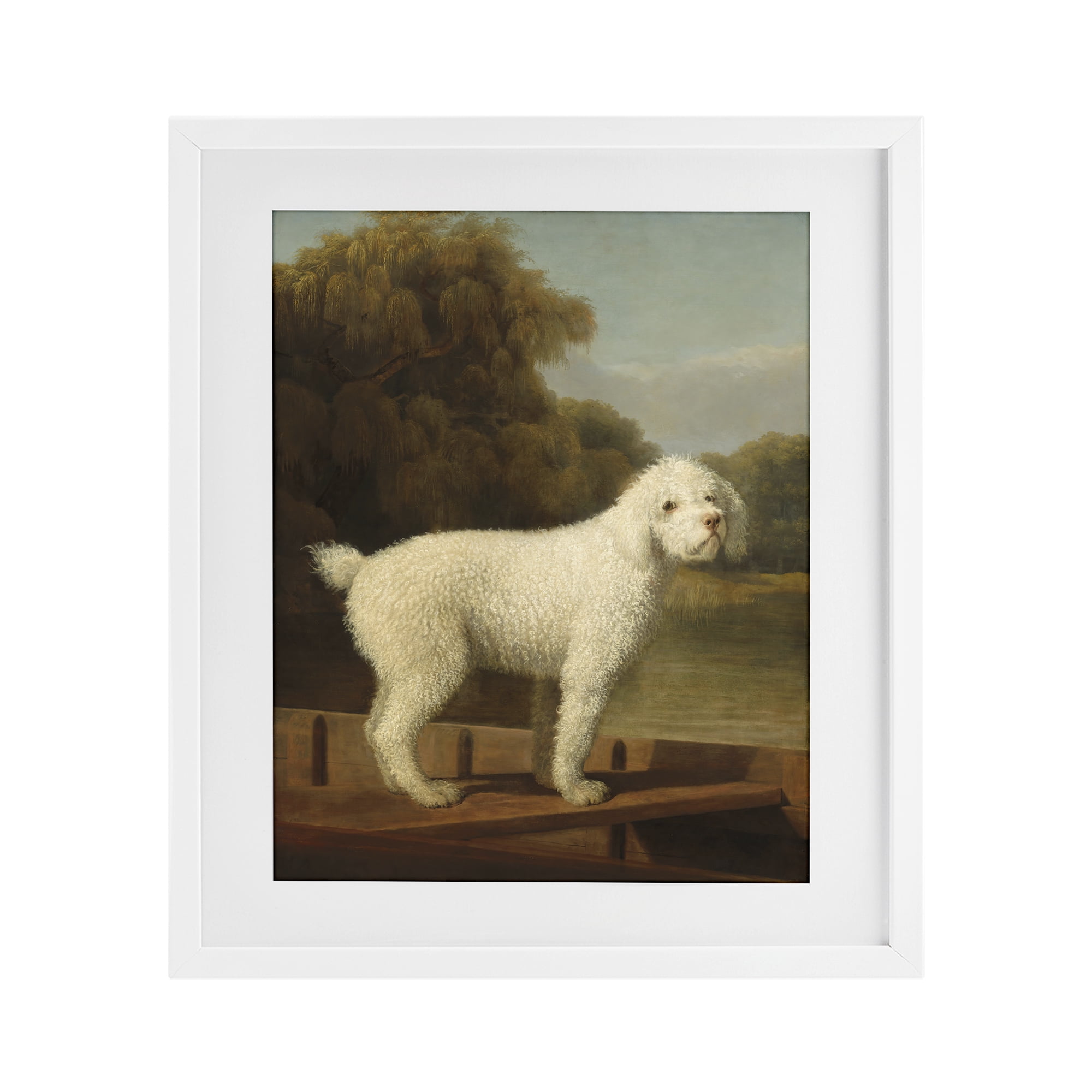 Stupell Industries White Poodle in a Punt White Framed Print Under Glass, design by Tina LeCour