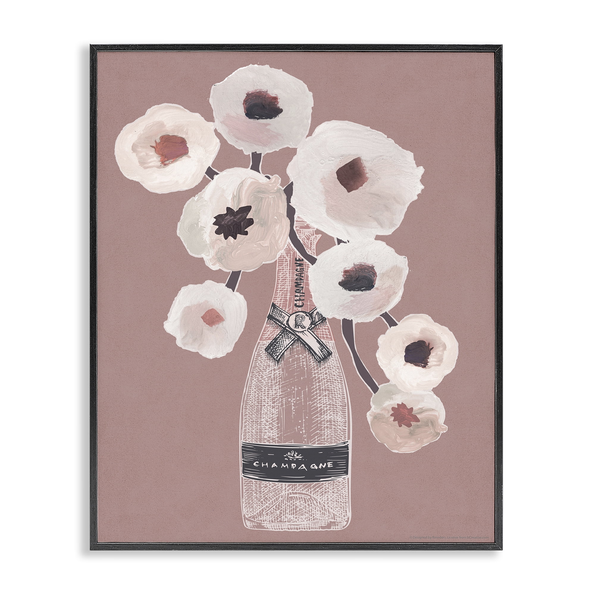 Stupell Industries White Poppies Champagne Plants & Flowers Painting Black Framed Art Print Wall Art, 11 x 14