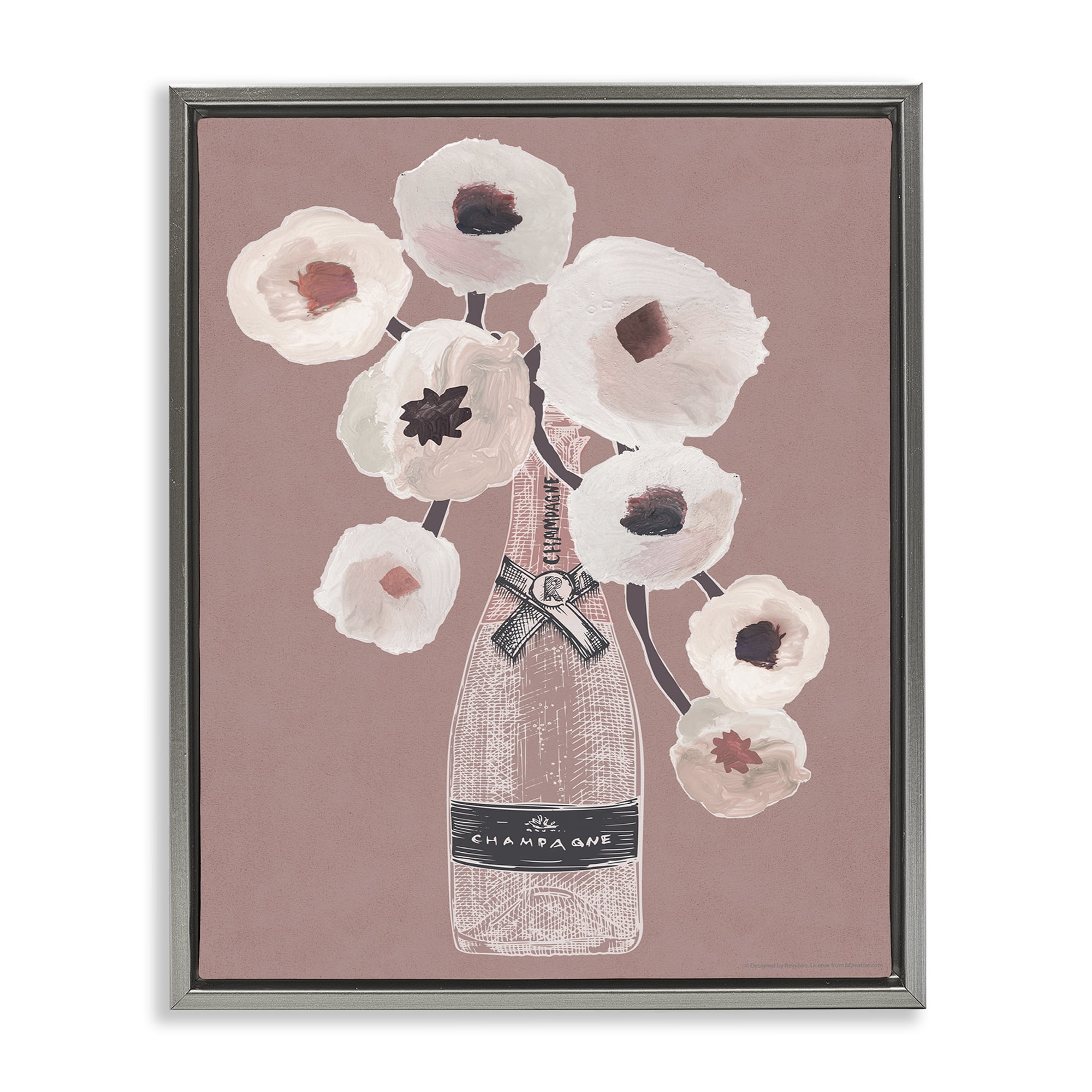 Stupell Industries White Poppies Champagne Plants & Flowers Painting Gray Floater Framed Canvas Art Print Wall Art, 25 x 31