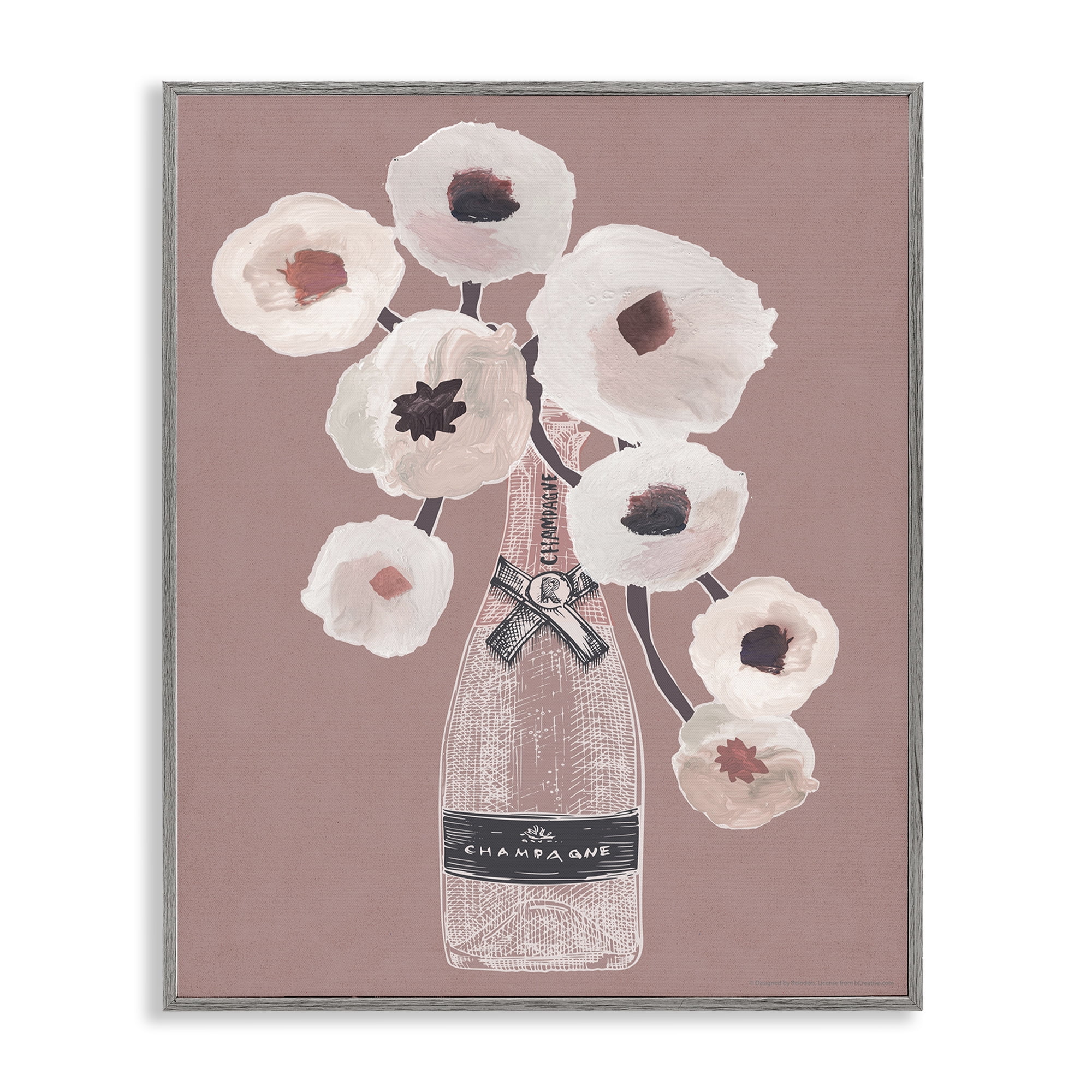 Stupell Industries White Poppies Champagne Plants & Flowers Painting Gray Framed Art Print Wall Art, 24 x 30
