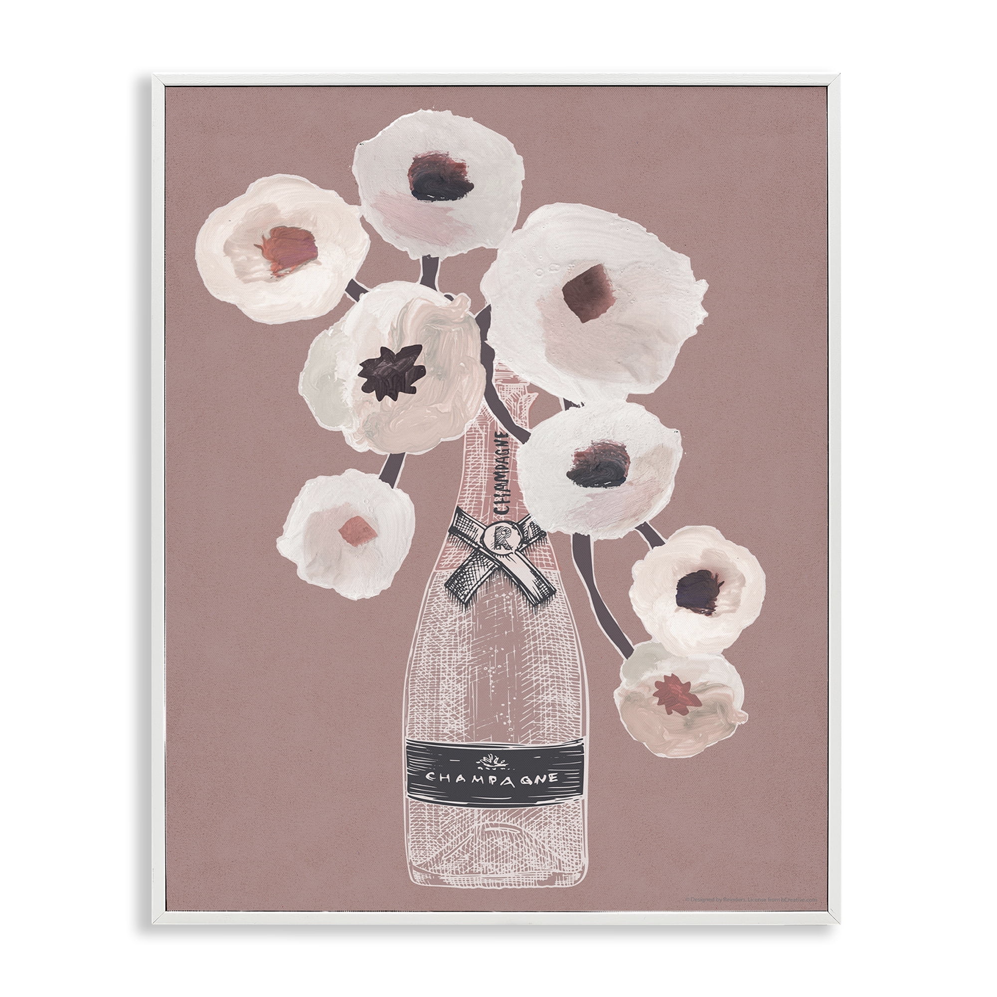 Stupell Industries White Poppies Champagne Plants & Flowers Painting White Framed Art Print Wall Art, 24 x 30