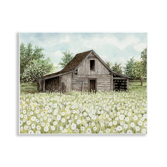 Stupell Industries White Poppy Farm Meadow Landscape & Nature Painting Unframed Art Print Wall Art, 14 x 11