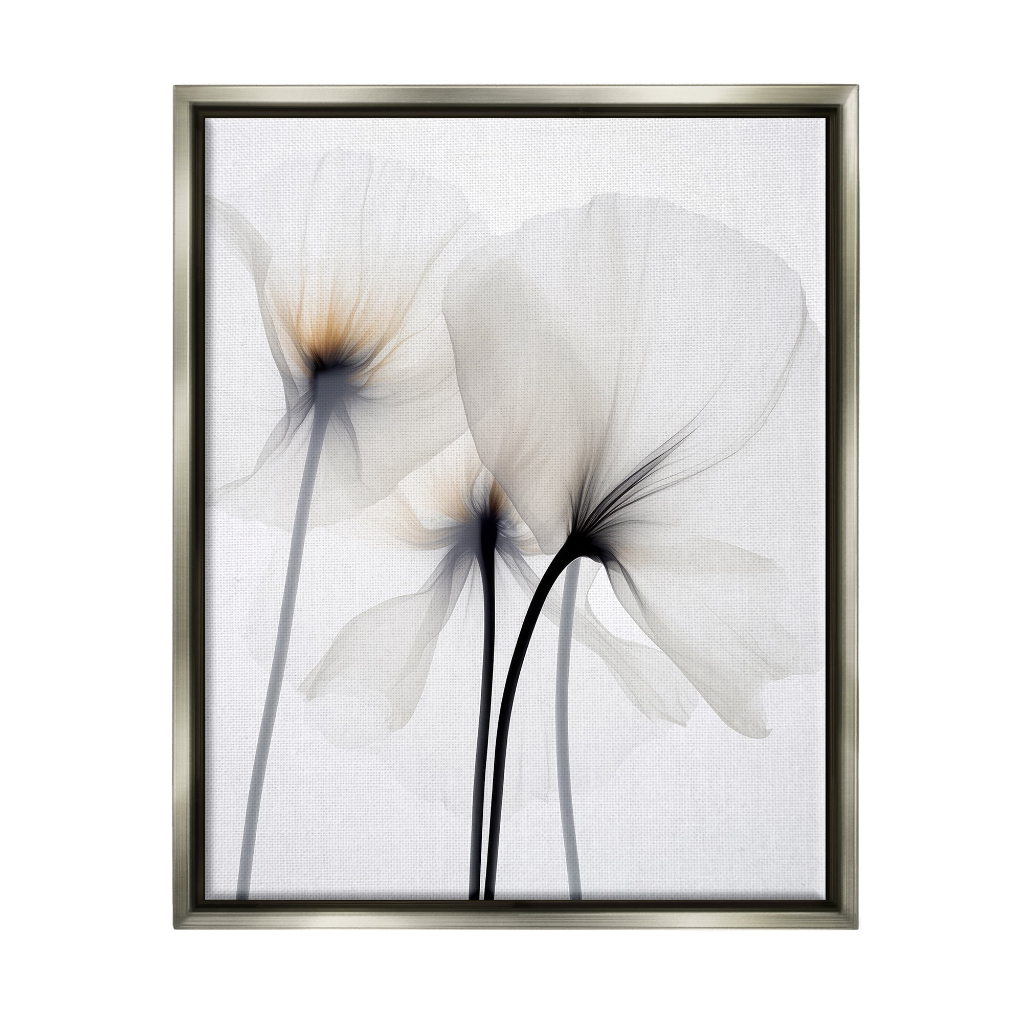 Stupell Industries White Poppy Photography Botanical & Floral Photography Gray Floater Framed Canvas Art Print Wall Art, 17 x 21