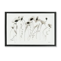 Stupell Industries White Poppy Sprigs Botanical & Floral Painting Black Floater Framed Art Print Wall Art, 25 x 17
