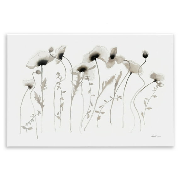 Stupell Industries White Poppy Sprigs Botanical & Floral Painting Unframed Art Print Wall Art, 15 x 10