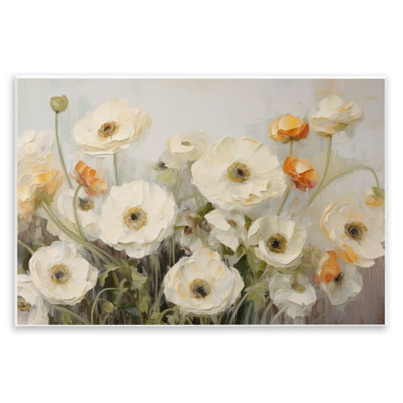 Stupell Industries White Ranunculus Blooms Plants & Flowers Painting Unframed Art Print Wall Art, 15 x 10