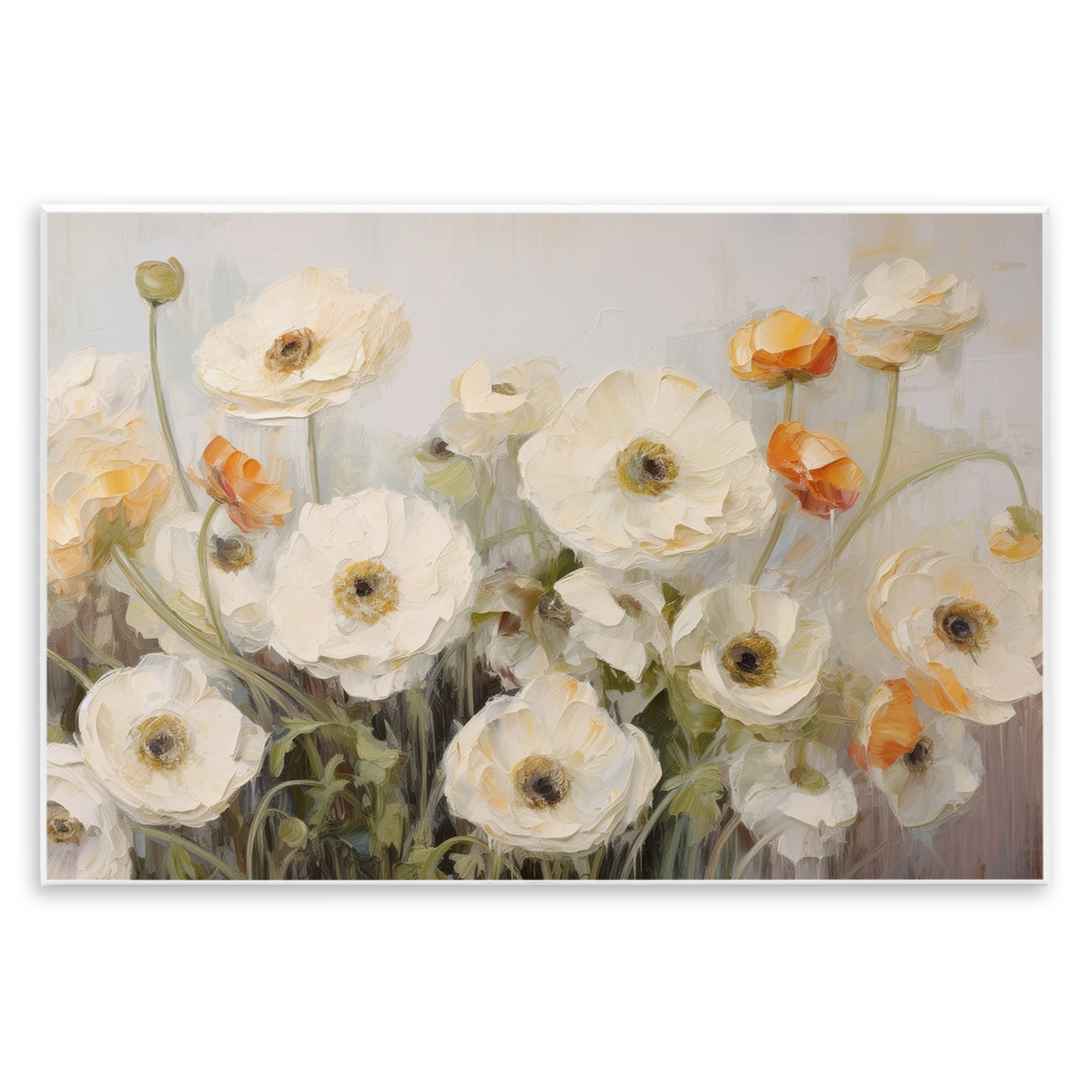 Stupell Industries White Ranunculus Blooms Plants & Flowers Painting Unframed Art Print Wall Art, 19 x 13