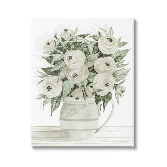 Stupell Industries White Ranunculus Blossoms Flower Vase Painting Gallery Wrapped Canvas Print Wall Art, Design by Cindy Jacobs
