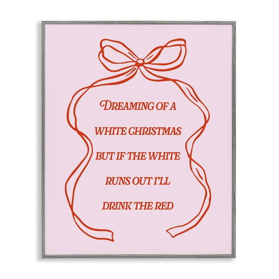 Stupell Industries White & Red Christmas Wine Holiday Painting Gray Framed Art Print Wall Art, 16 x 20