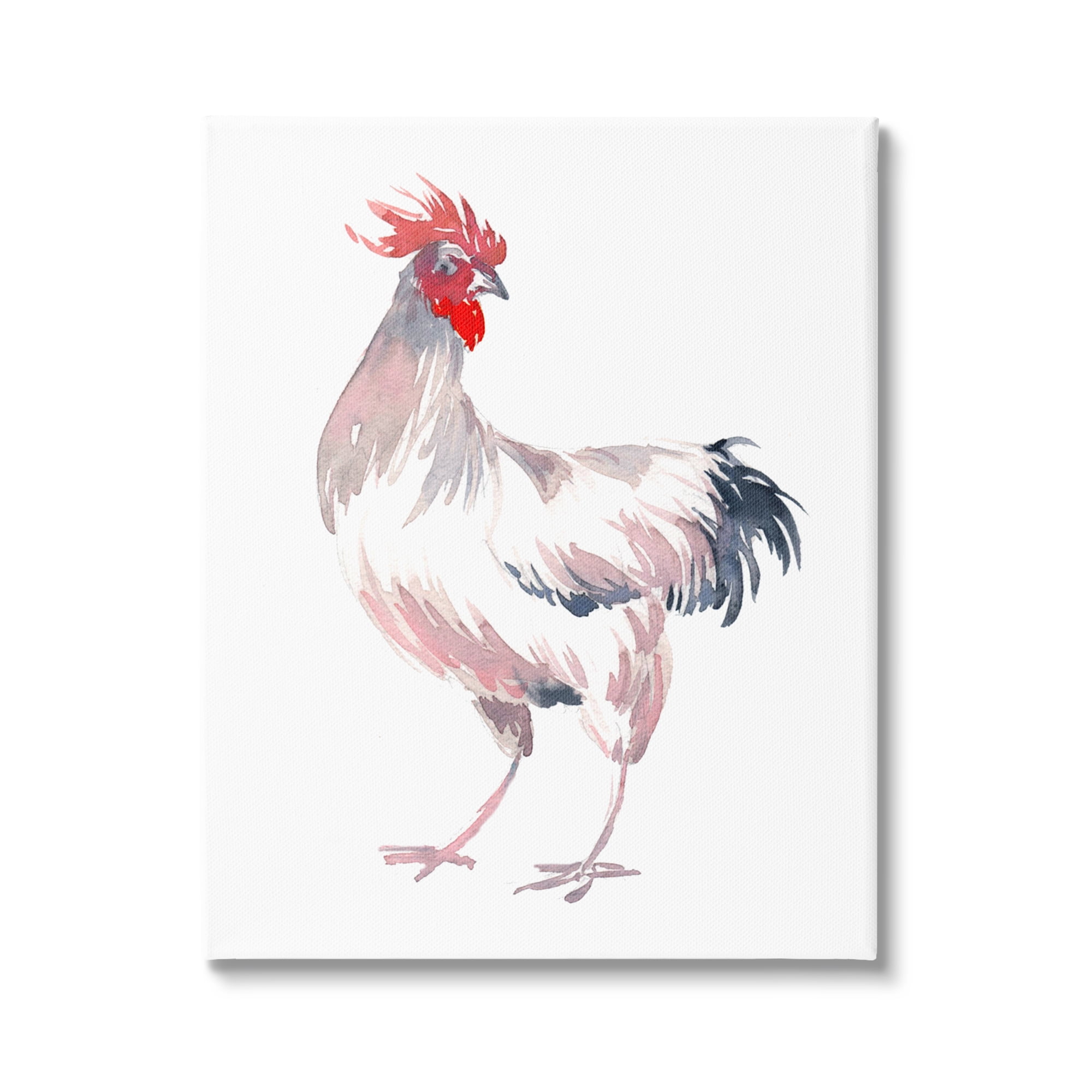 Stupell Industries White Rooster Portrait Animals & Insects Painting Gallery Wrapped Canvas Print Wall Art, 16 x 20