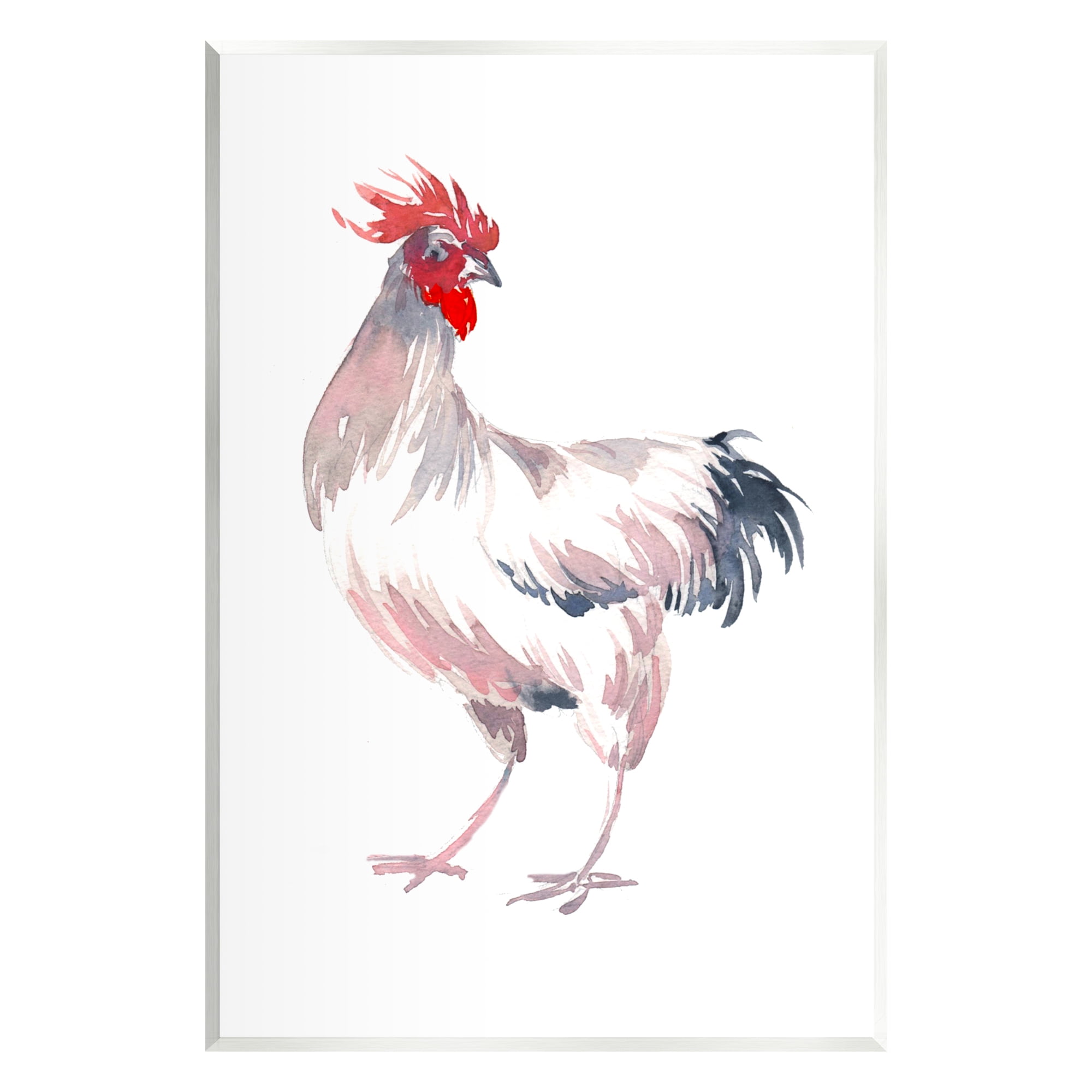 Stupell Industries White Rooster Portrait Animals & Insects Painting Unframed Art Print Wall Art, 13 x 19
