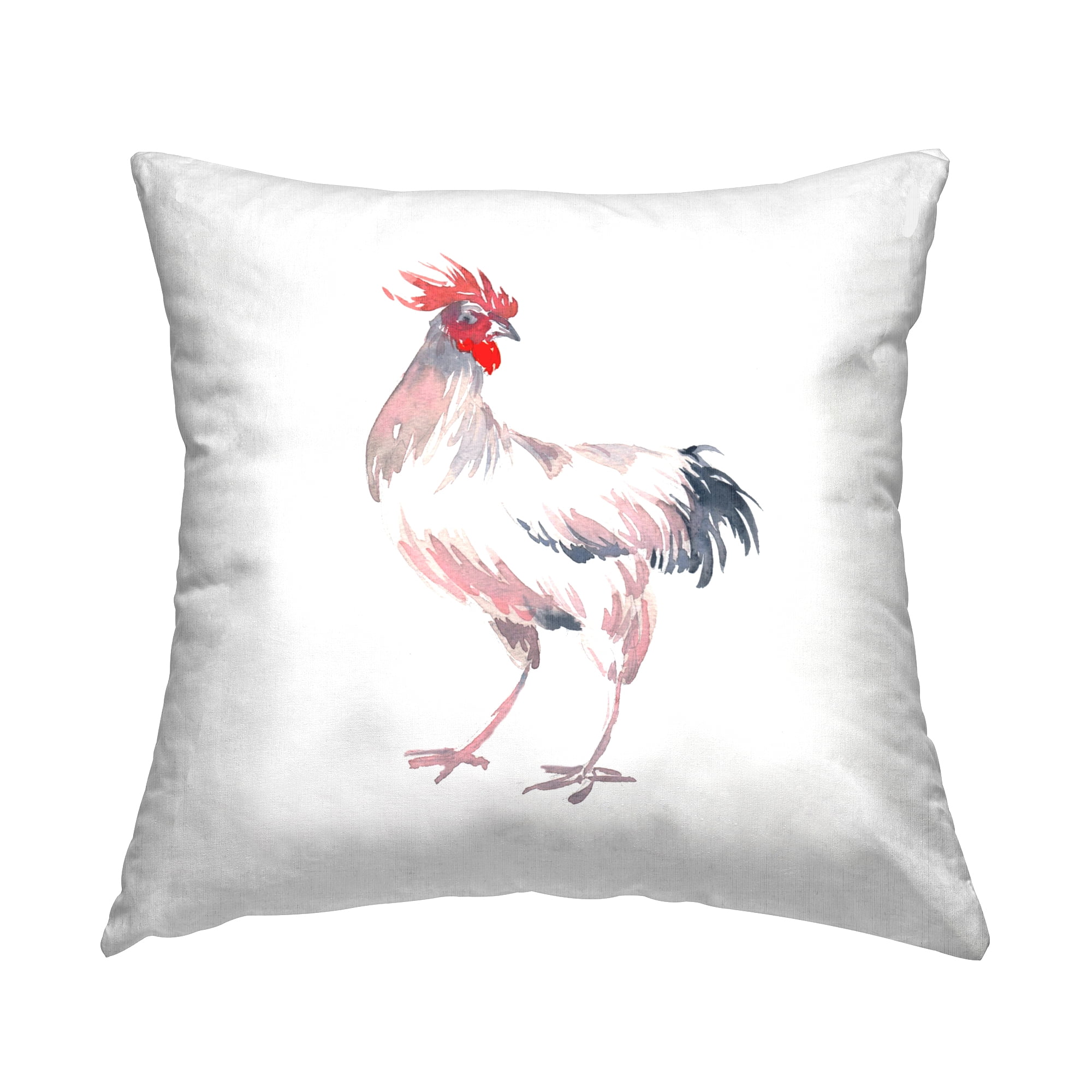 Stupell Industries White Rooster Portrait Square Decorative Printed Throw Pillow, 18 x 18