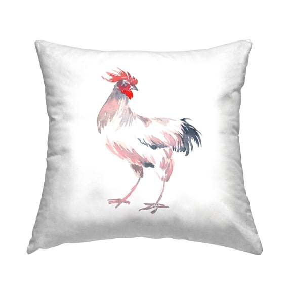 Stupell Industries White Rooster Portrait Square Decorative Printed Throw Pillow, 18 x 18