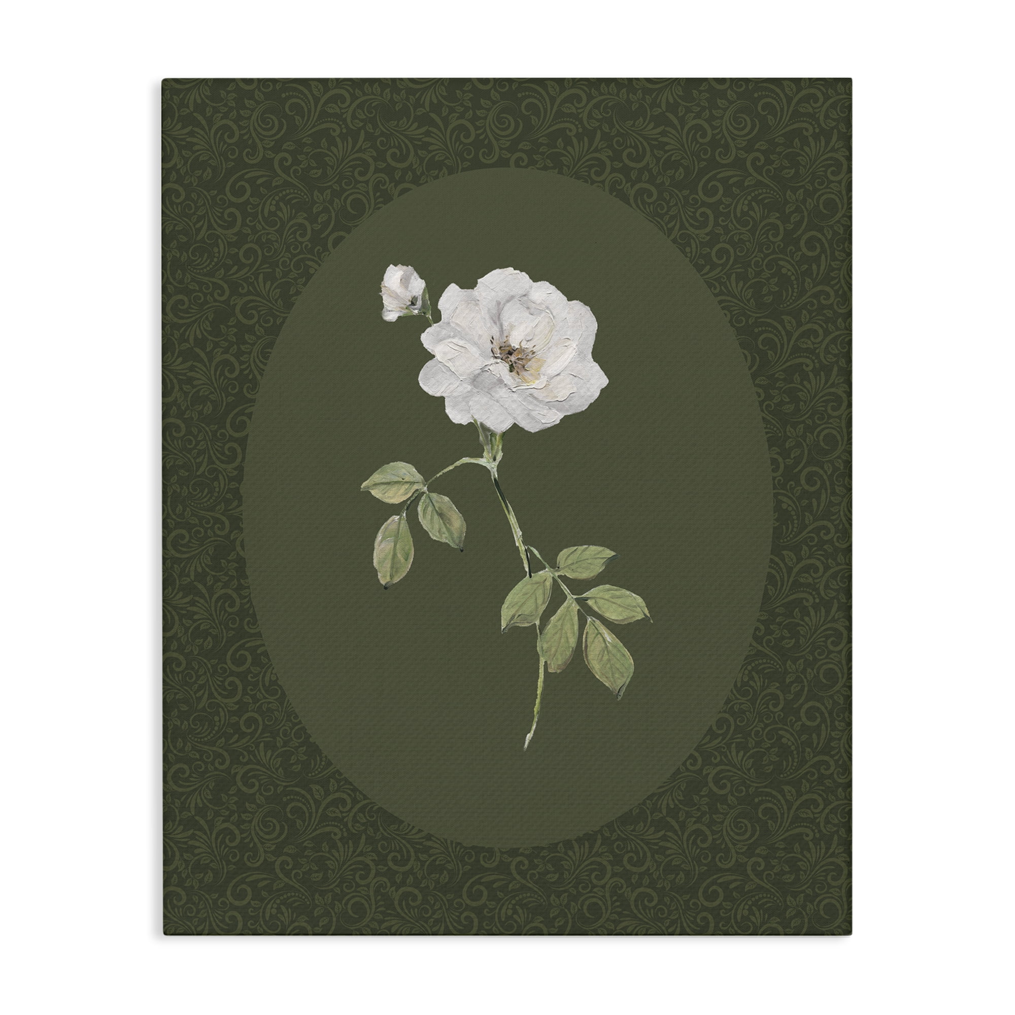 Stupell Industries White Rose on Emerald Canvas Wall Art, design by Sally Swatland
