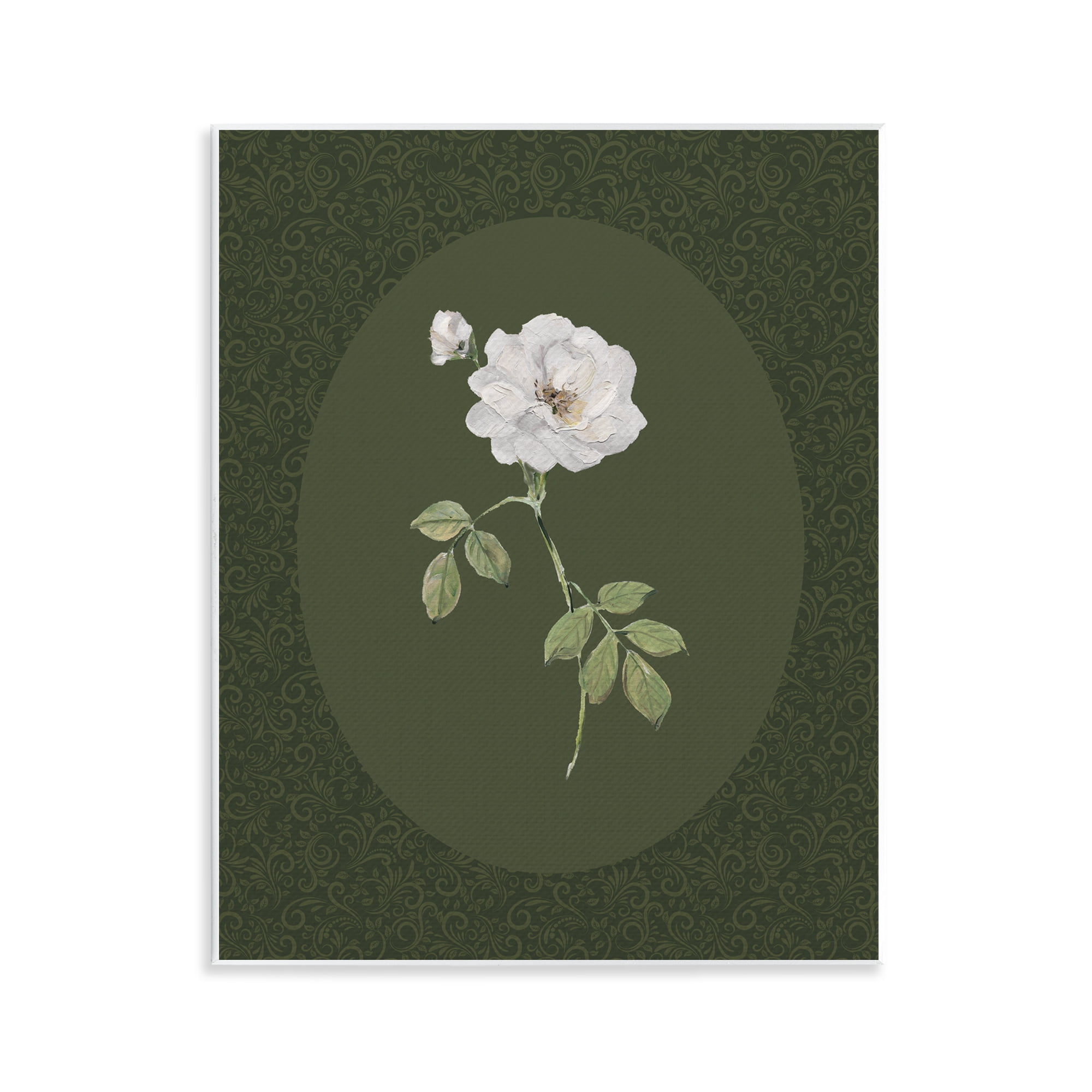 Stupell Industries White Rose on Emerald Wall Plaque Art, design by Sally Swatland