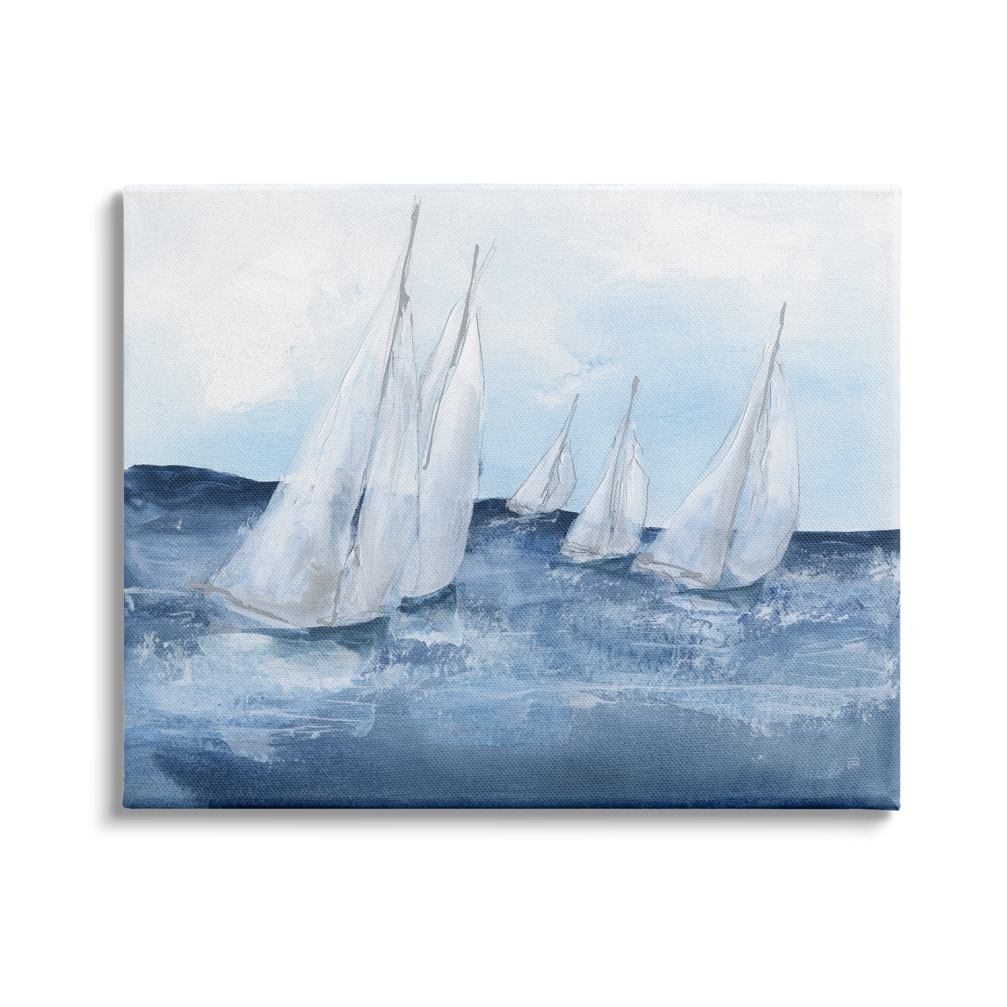 Stupell Industries White Sailboats Coasting Ocean Waters Blue Tide, 48 x 36,Design by Chris Paschke