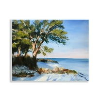 Stupell Industries White Sand Beach Landscape Painting Unframed Art Print Wall Art, 14 x 11