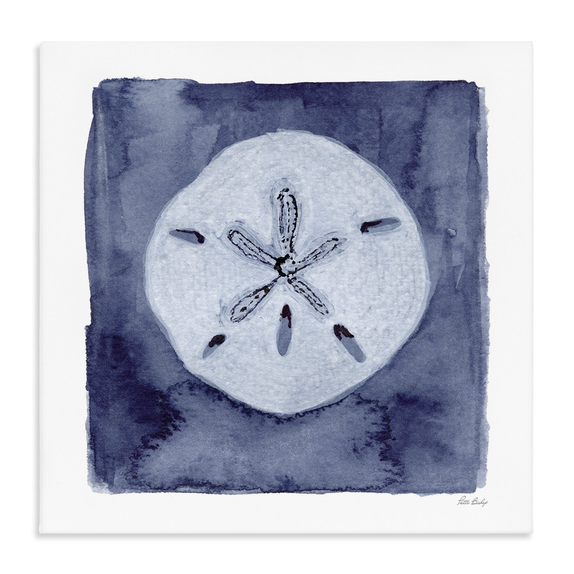 Stupell Industries White Sand Dollar on Indigo Canvas Wall Art, design by Patti Bishop
