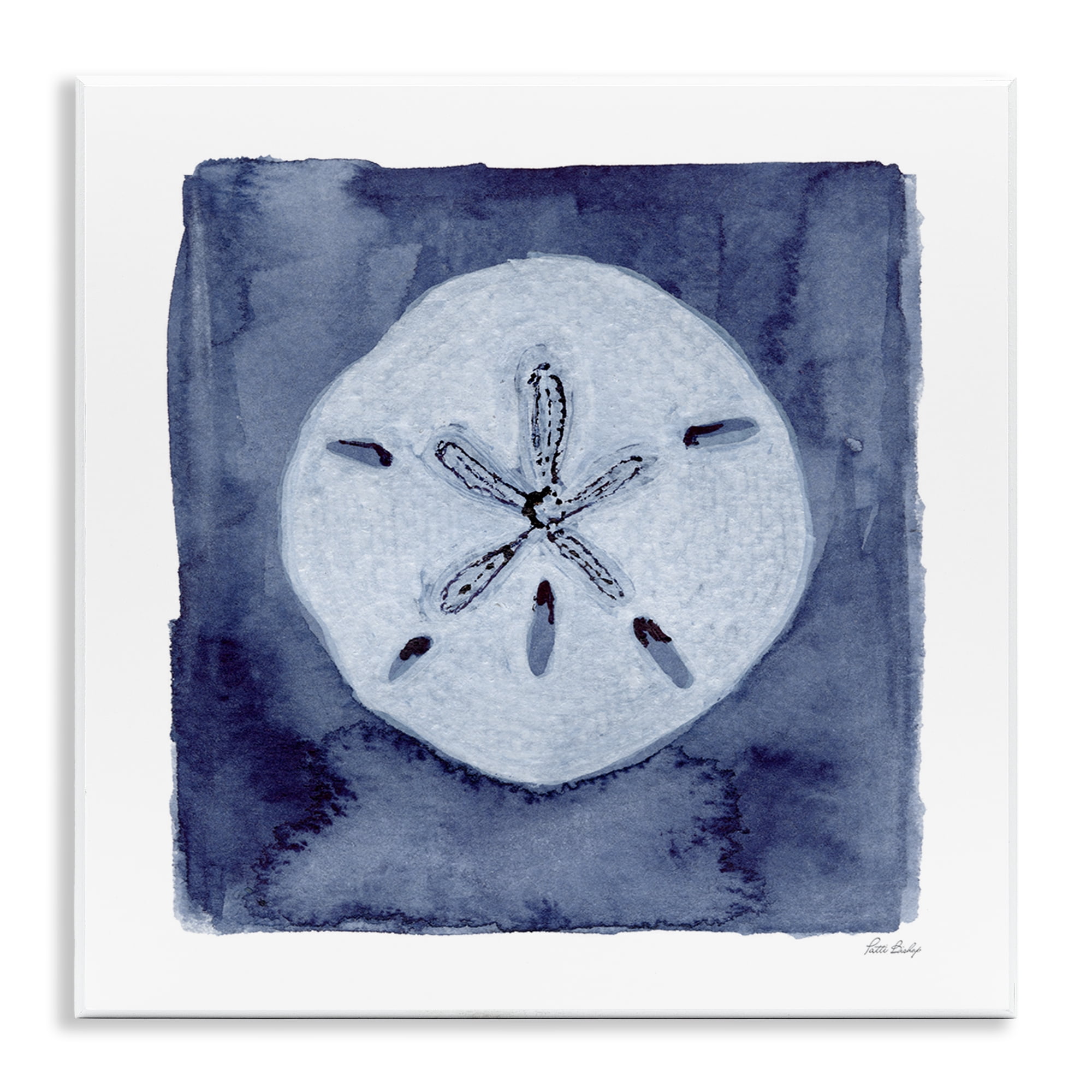 Stupell Industries White Sand Dollar on Indigo Wall Plaque Art, design by Patti Bishop