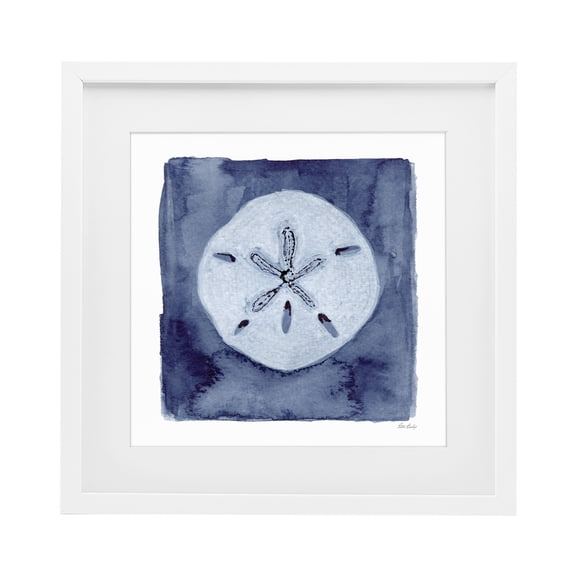 Stupell Industries White Sand Dollar on Indigo White Framed Print Under Glass, design by Patti Bishop