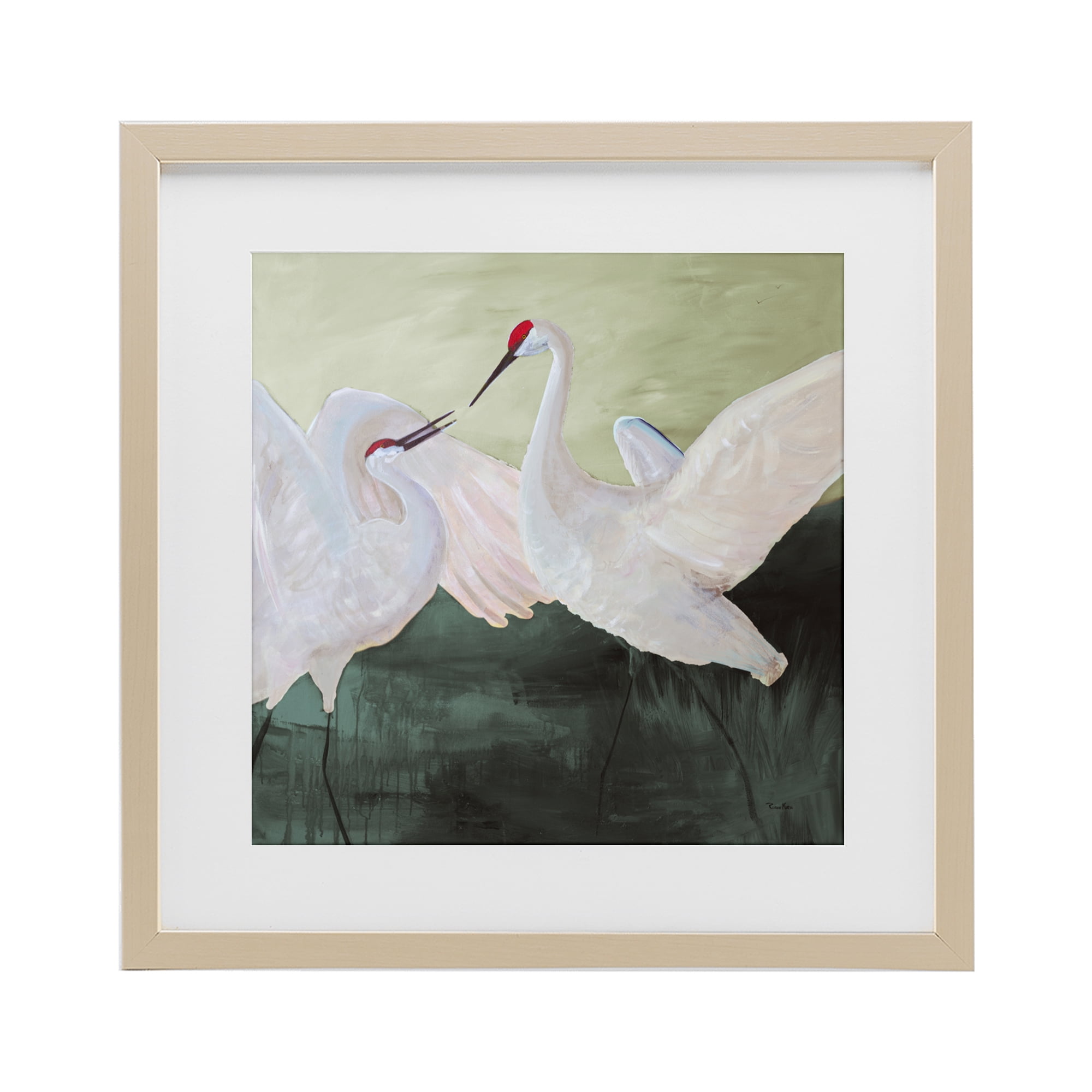 Stupell Industries White Sandhill Cranes Birch Framed Print Under Glass, design by Robin Maria