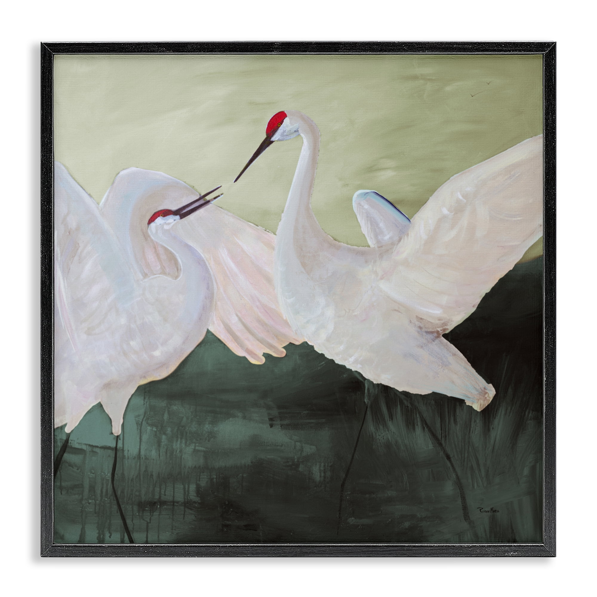 Stupell Industries White Sandhill Cranes Black Framed Giclee Art, design by Robin Maria
