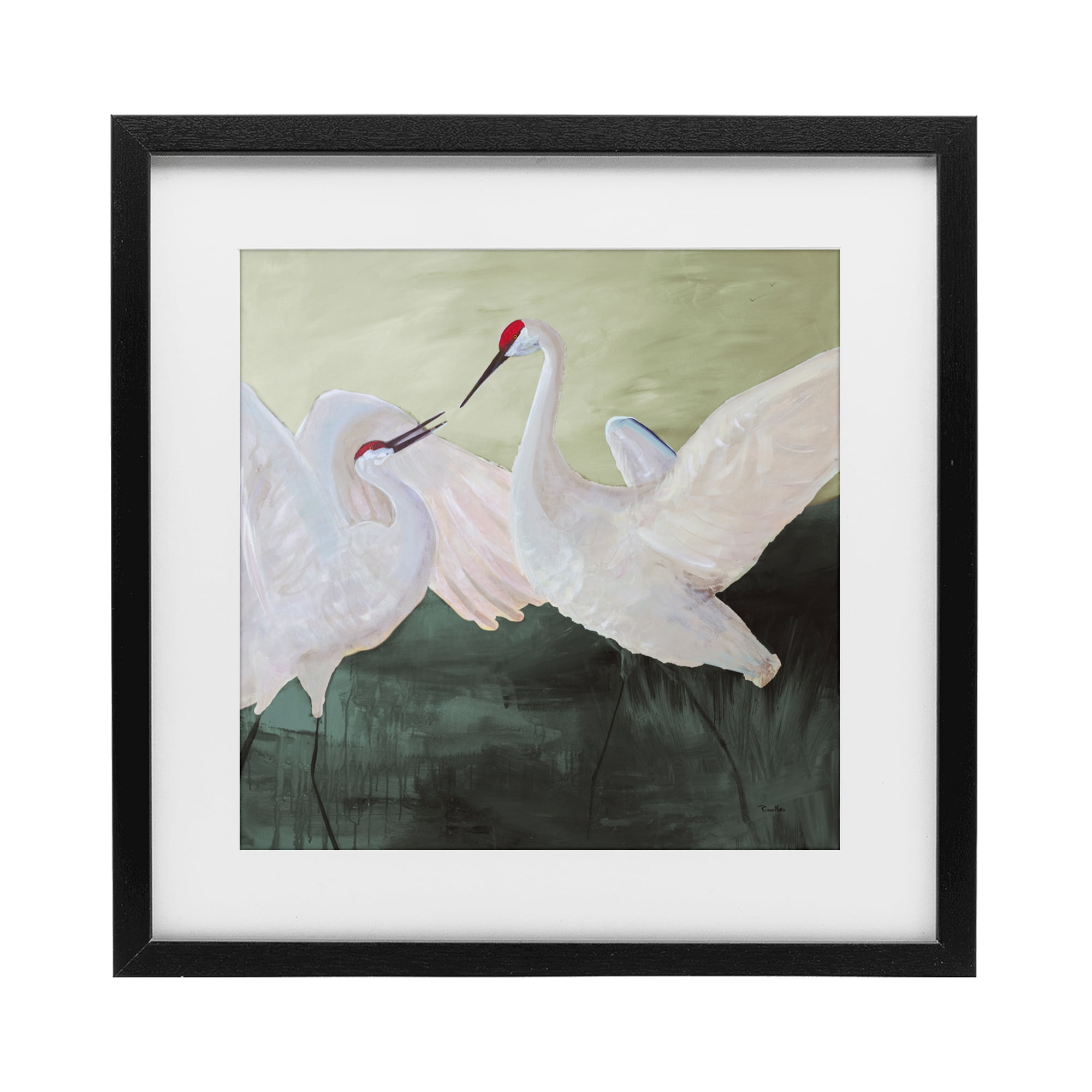Stupell Industries White Sandhill Cranes Black Framed Print Under Glass, design by Robin Maria