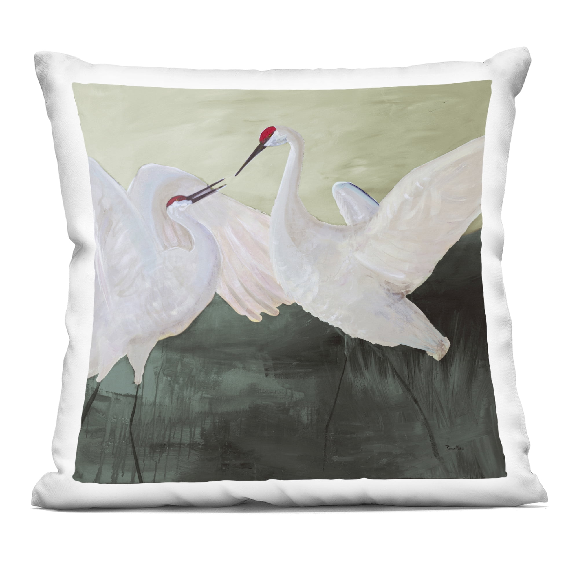 Stupell Industries White Sandhill Cranes Decorative Printed Throw Pillow, design by Robin Maria