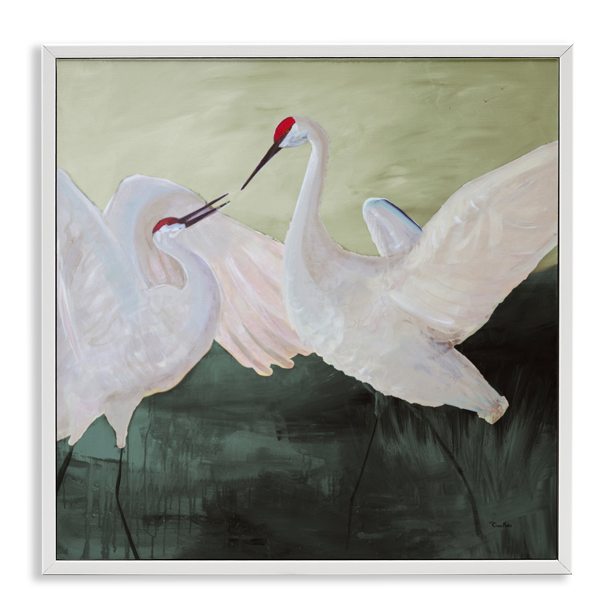 Stupell Industries White Sandhill Cranes White Framed Giclee Art, design by Robin Maria