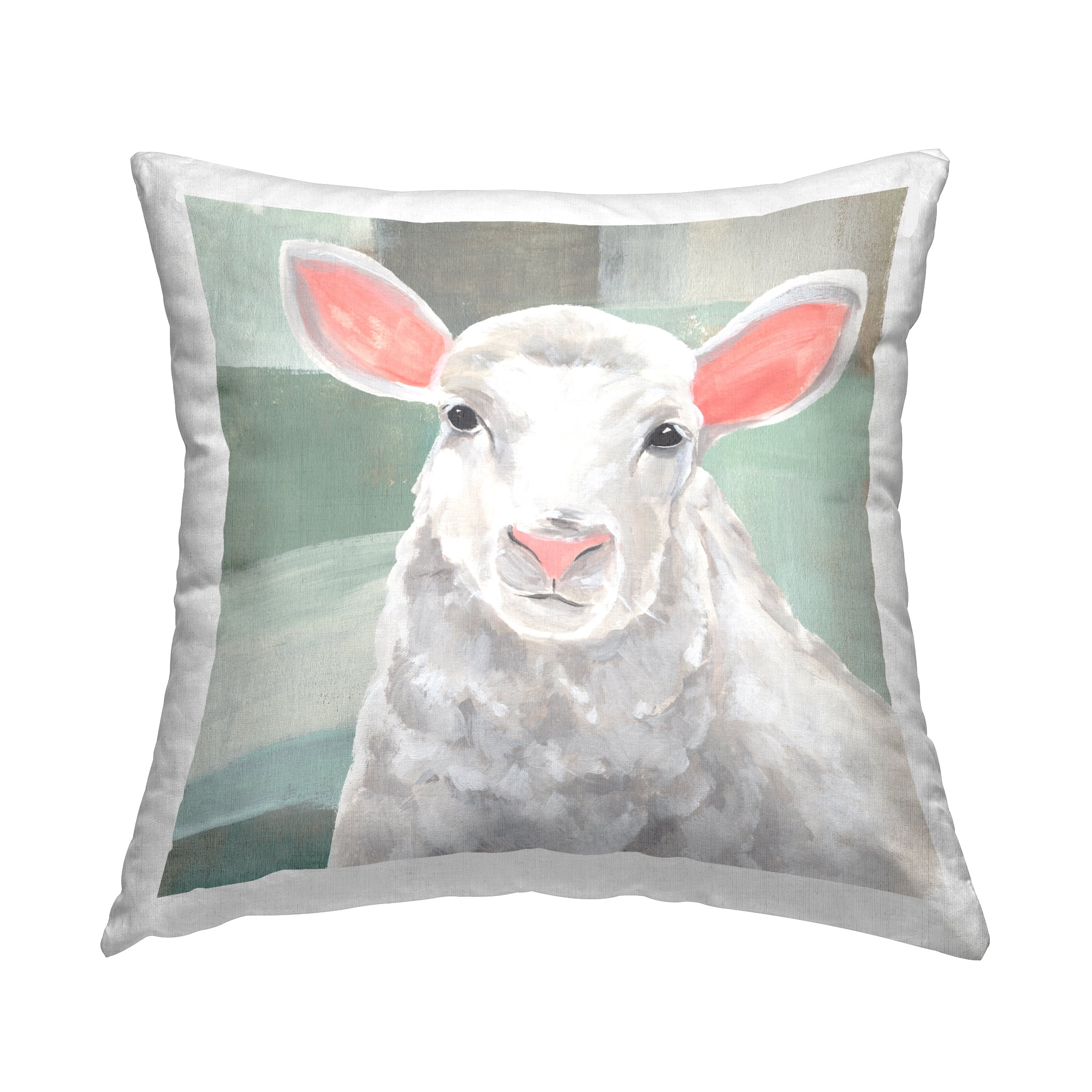 Stupell Industries White Sheep Portrait Decorative Printed Throw Pillow, 18 x 18