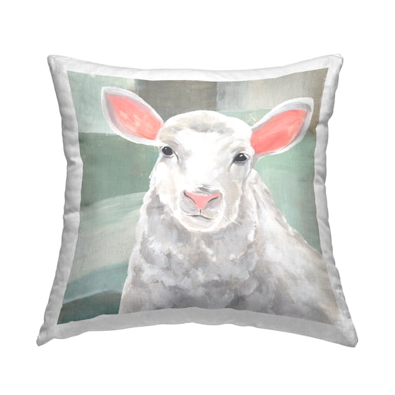 Stupell Industries White Sheep Portrait Decorative Printed Throw Pillow, 18 x 18