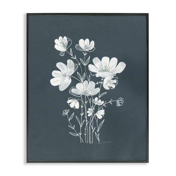 Stupell Industries White Simple Florals Plants & Flowers Painting Black Framed Art Print Wall Art, 11 x 14