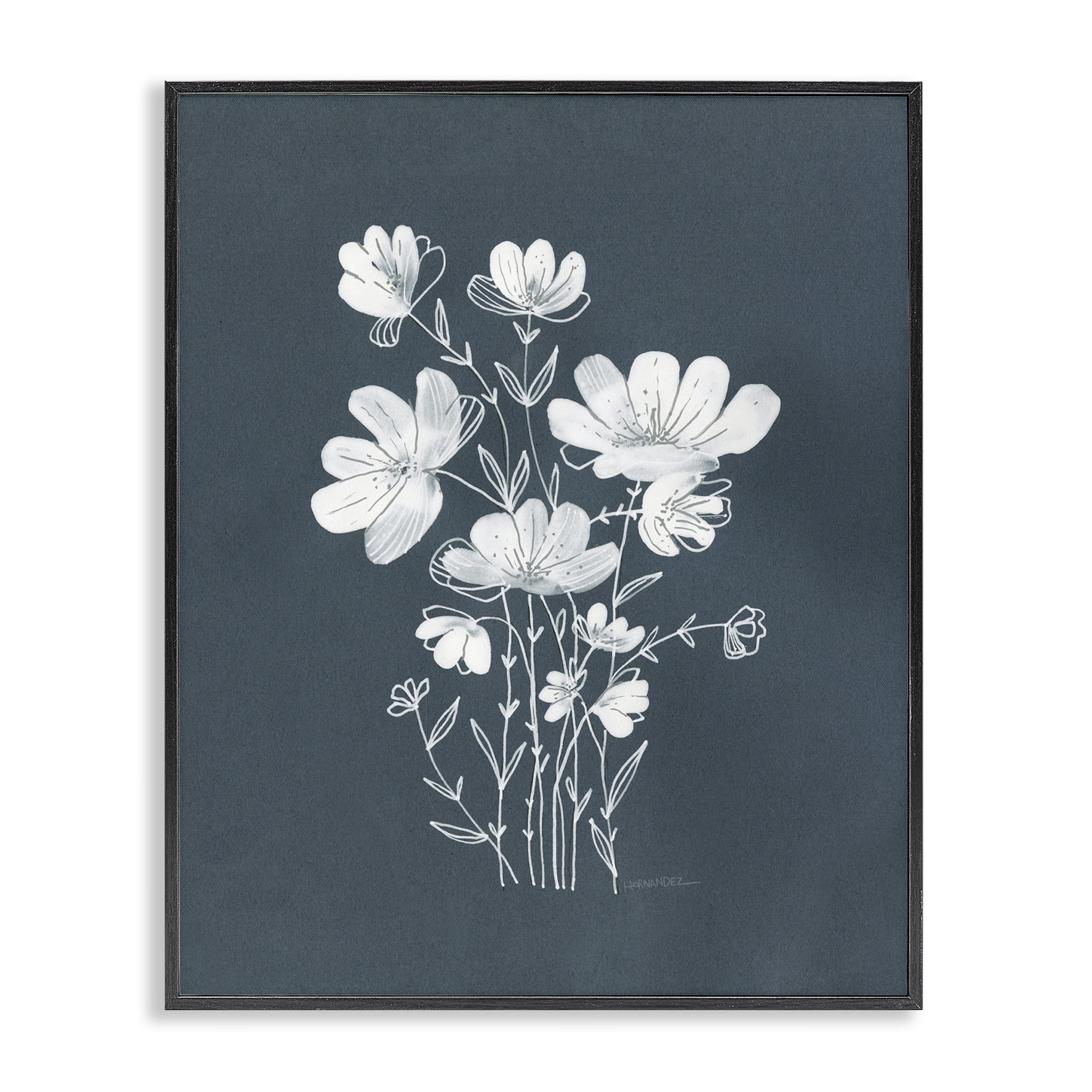 Stupell Industries White Simple Florals Plants & Flowers Painting Black Framed Art Print Wall Art, 24 x 30