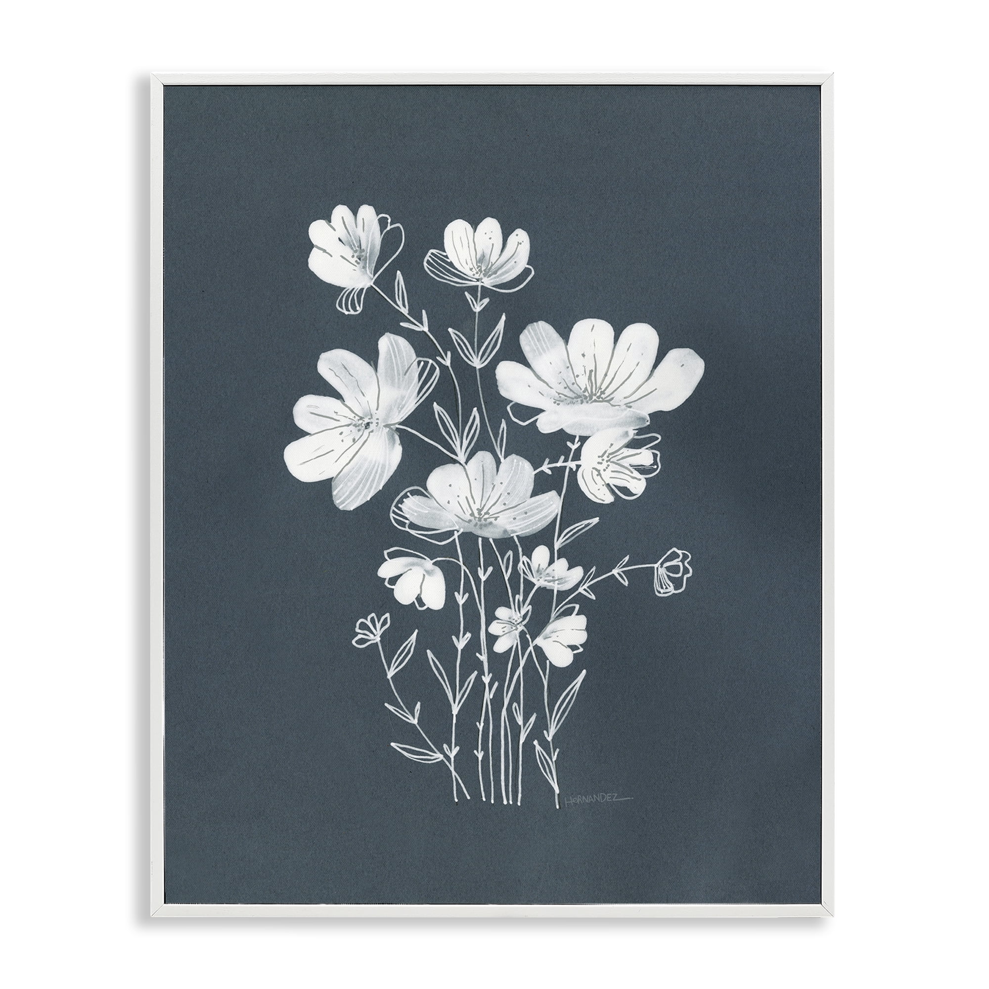 Stupell Industries White Simple Florals Plants & Flowers Painting White Framed Art Print Wall Art, 11 x 14